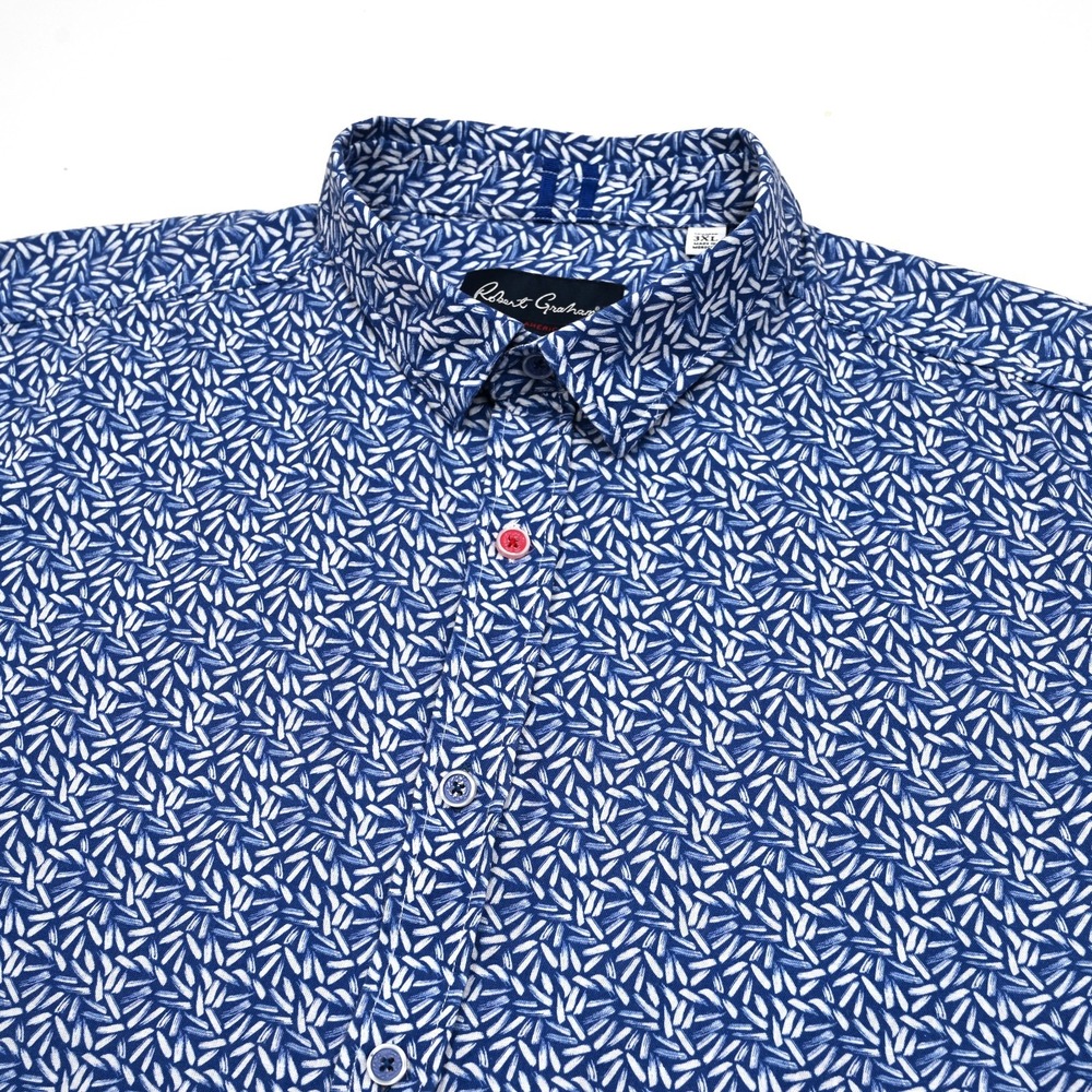 Robert Graham Shirt Mens 3XL Botanical Geometric S/S Button Up‎ Modern Americana